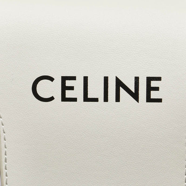 セリーヌ モノクロームコレクション ロゴ 斜め掛け ポシェット サングラス メガネケース ホワイト レザー レディース CELINE 【中古】