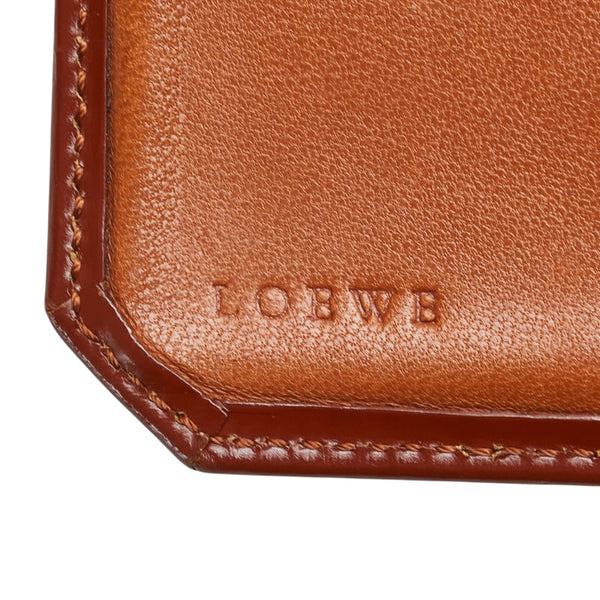 ロエベ アナグラム 二つ折り財布 ブラウン レザー レディース LOEWE 【中古】