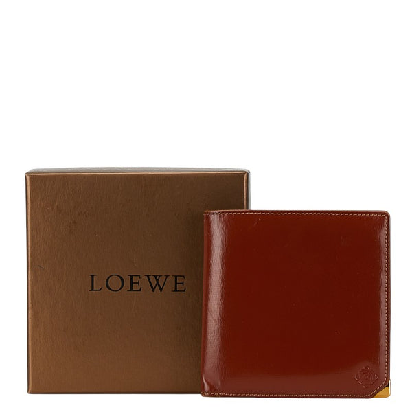 ロエベ アナグラム 二つ折り財布 ブラウン レザー レディース LOEWE 【中古】