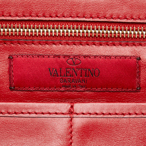 ヴァレンチノ ガラヴァーニ ロックスタッド スタッズ ハンドバッグ ショルダーバッグ 2WAY レッド レザー レディース Valentino 【中古】