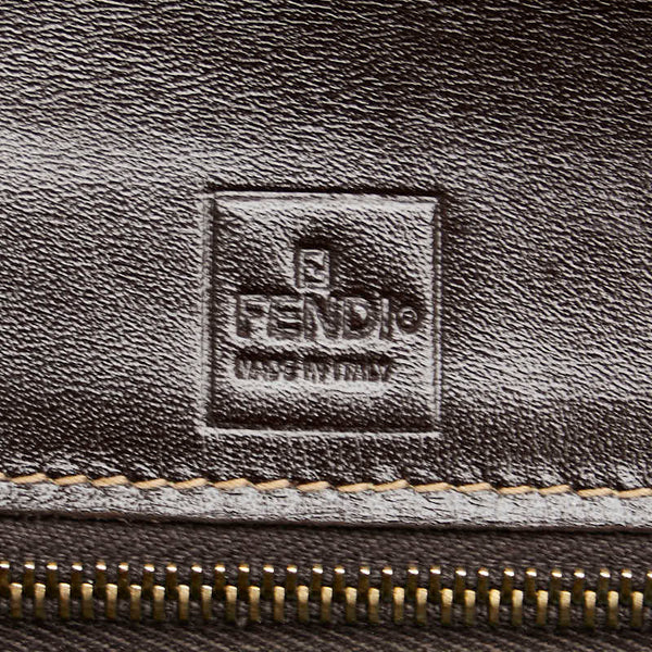 フェンディ ズッカ 二つ折り財布 ブラウン キャンバス レザー レディース FENDI 【中古】