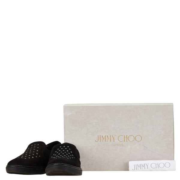 ジミーチュウ 星 スター スタッズ スニーカー スリッポン サイズ：43 1/2 ブラック シルバー スウェード メンズ JIMMY CHOO 【中古】