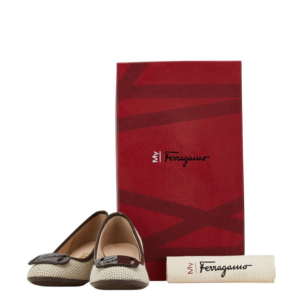 サルヴァトーレフェラガモ My Ferragamo マイ フェラガモ パンプス サイズ：5 1/2 ベージュ ブラウン キャンバス エナメル レディース Salvatore Ferragamo 【中古】