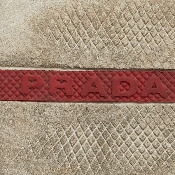 プラダ パンチング ローカット スニーカー サイズ：39 ホワイト ブラック ナイロン スウェード レディース PRADA 【中古】