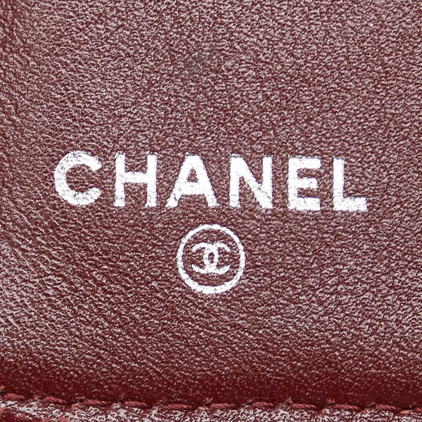 シャネル マトラッセ ココマーク 二つ折り財布 ブラック シルバー キャビアスキン レディース CHANEL 【中古】