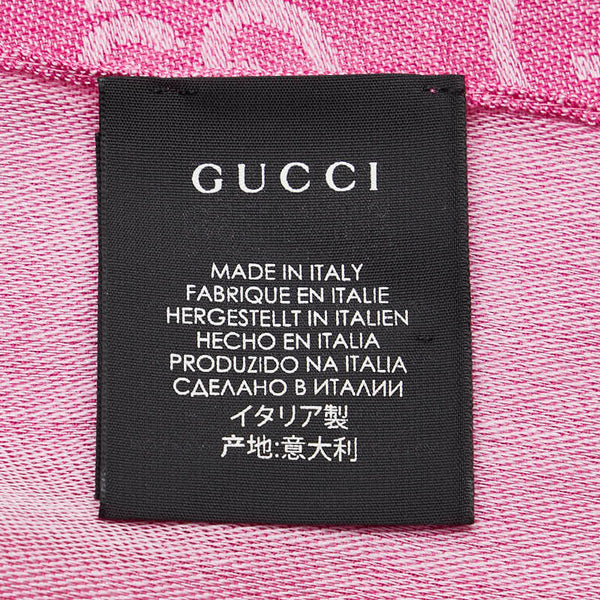 グッチ GGウール ストール ピンク ウール シルク レディース GUCCI 【中古】