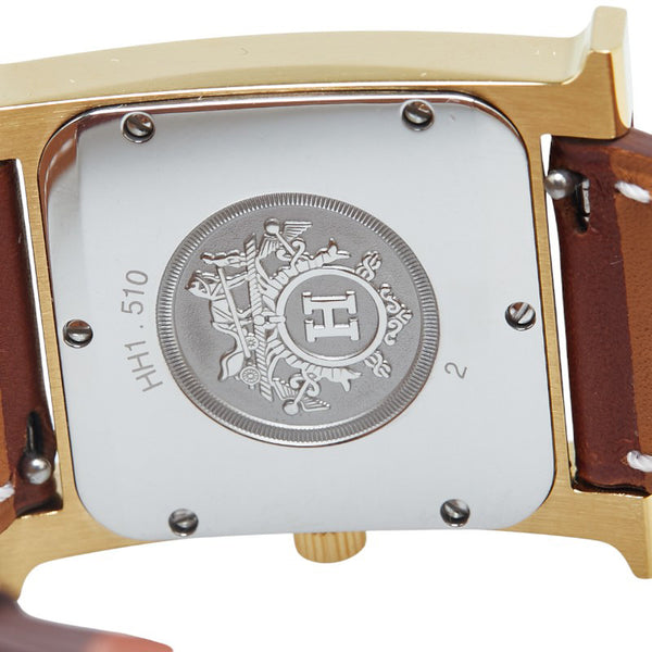 エルメス Hウォッチ 腕時計 HH1.510 クオーツ ホワイト文字盤 ステンレススチール レザー レディース HERMES 【中古】