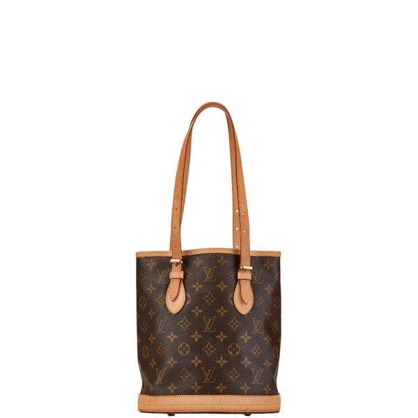 ルイ ヴィトン モノグラム プチ バケット トートバッグ ショルダーバッグ M42238 ブラウン PVC レザー レディース LOUIS VUITTON 【中古】