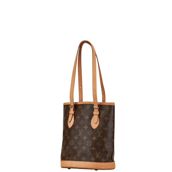 ルイ ヴィトン モノグラム プチ バケット トートバッグ ショルダーバッグ M42238 ブラウン PVC レザー レディース LOUIS VUITTON 【中古】