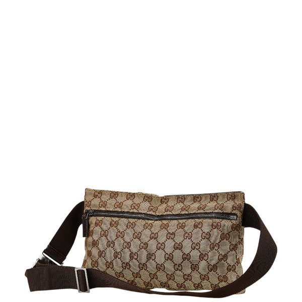 グッチ GGキャンバス ウエストバッグ ボディバッグ 28566 ベージュ ブラウン キャンバス レザー レディース GUCCI 【中古】