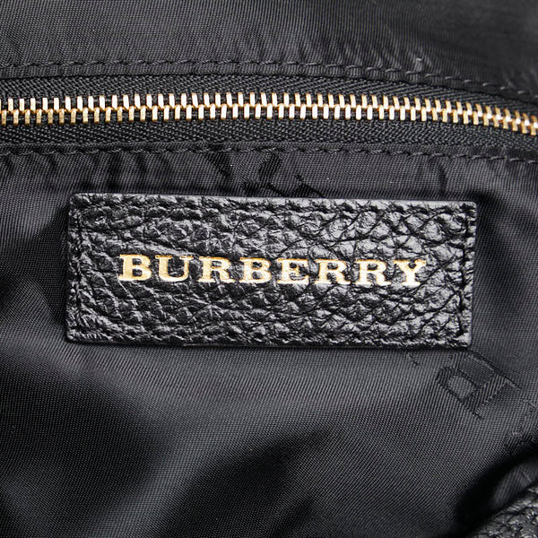 バーバリー ロゴプレート トートバッグ ショルダーバッグ ブラック レザー レディース BURBERRY 【中古】