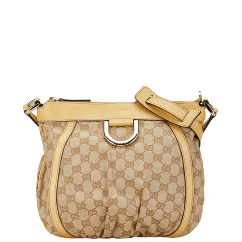 グッチ GGキャンバス アビー 斜め掛け ショルダーバッグ 203257 ベージュ イエロー キャンバス レザー レディース GUCCI 【中古】