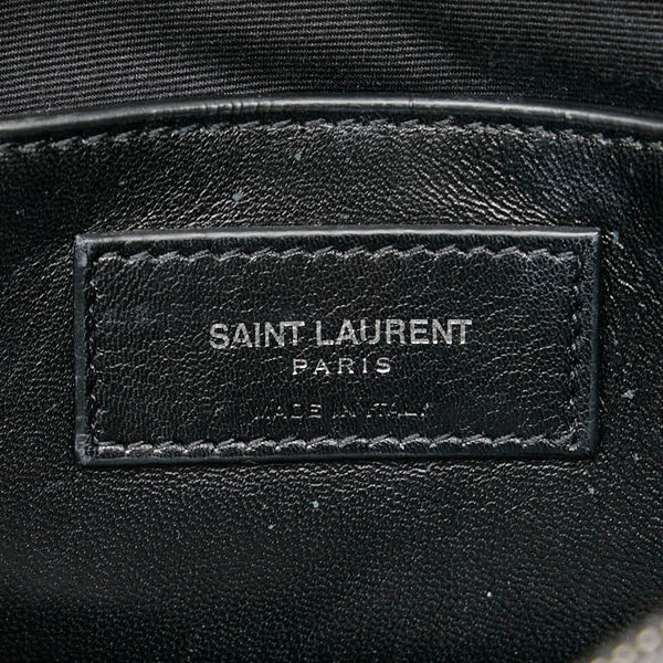 サンローラン YSLロゴ Vステッチ ハンドバッグ チェーン ショルダーバッグ 2WAY グレー レザー レディース SAINT LAURENT 【中古】