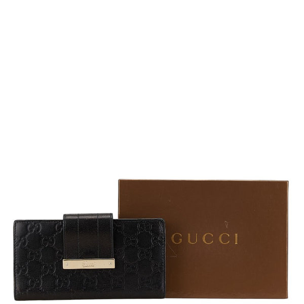 グッチ グッチシマ オールドグッチ 二つ折り財布 181668 ブラック レザー レディース GUCCI 【中古】