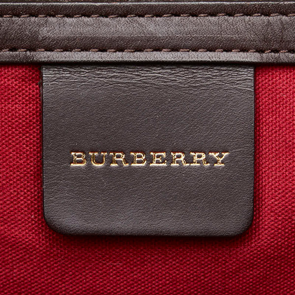 バーバリー ノバチェック ハンドバッグ トートバッグ ベージュ ブラウン ウール レザー レディース BURBERRY 【中古】