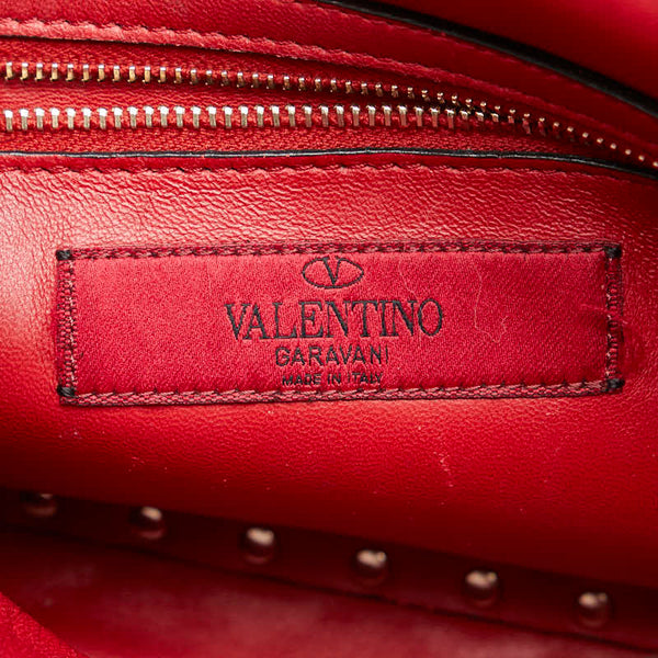 ヴァレンチノ ロックスタッズ ハンドバッグ ショルダーバッグ 2WAY レッド レザー レディース Valentino 【中古】