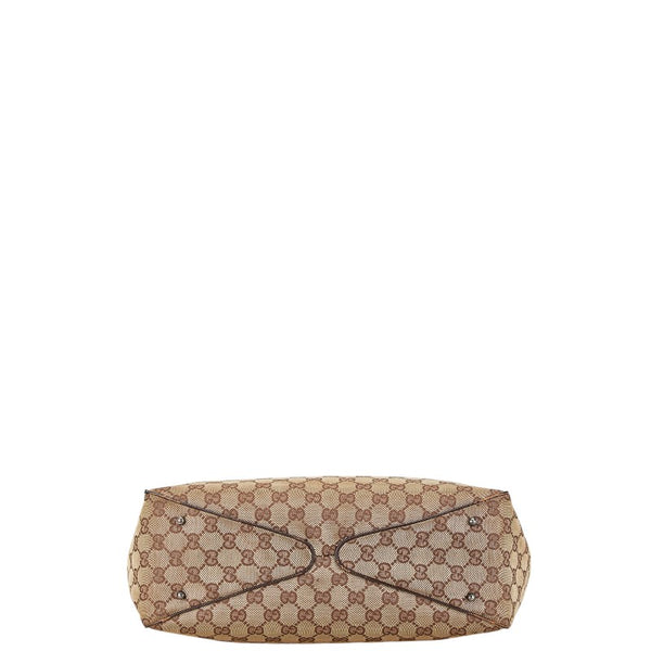 グッチ GGキャンバス トートバッグ 113017 ベージュ ブラウン キャンバス レザー レディース GUCCI 【中古】