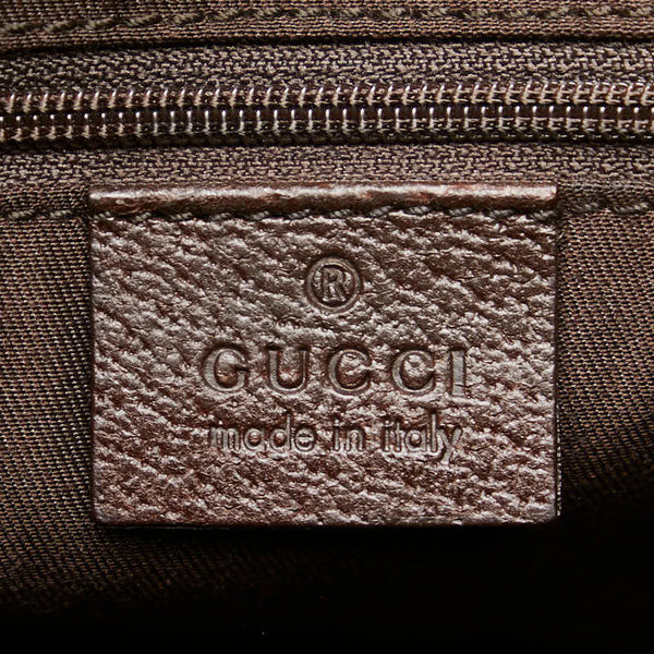 グッチ GGキャンバス ハンドバッグ トートバッグ 121023 ベージュ ブラウン キャンバス レザー レディース GUCCI 【中古】