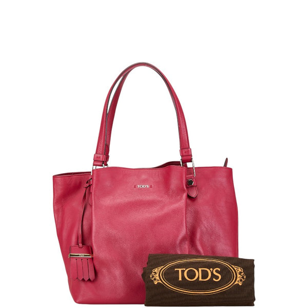 トッズ フラワーバッグ トートバッグ ピンク レザー レディース TOD’S 【中古】