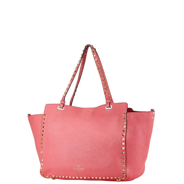 ヴァレンチノ ロックスタッズ トートバッグ ショルダーバッグ ピンク レザー レディース Valentino 【中古】