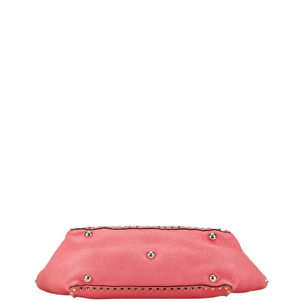 ヴァレンチノ ロックスタッズ トートバッグ ショルダーバッグ ピンク レザー レディース Valentino 【中古】