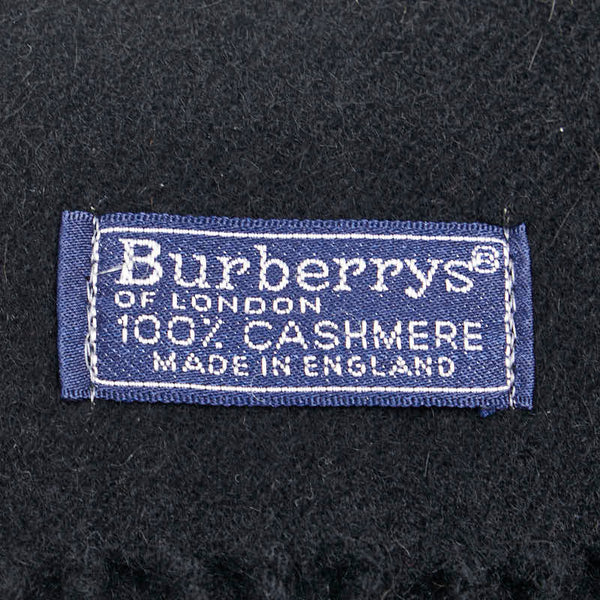 バーバリー ロゴ刺繡 マフラー ブラック カシミヤ レディース BURBERRY 【中古】