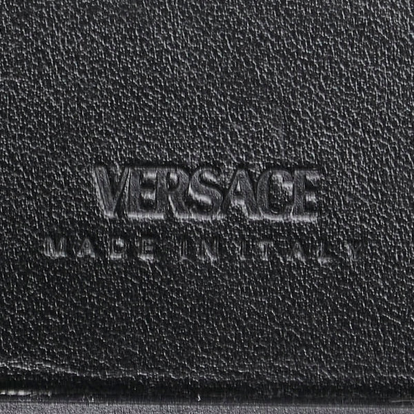 ヴェルサーチェ La Greca iPhone 12専用 ケース スマホケース イエロー ブラック レザー レディース VERSACE 【中古】