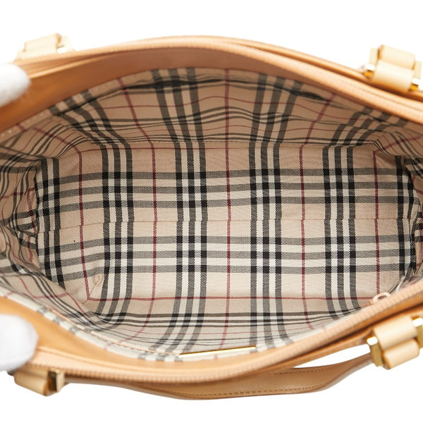 バーバリー ノバチェック ハンドバッグ ベージュ レザー レディース BURBERRY 【中古】