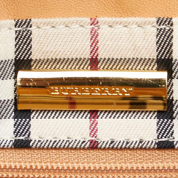 バーバリー ノバチェック ハンドバッグ ベージュ レザー レディース BURBERRY 【中古】