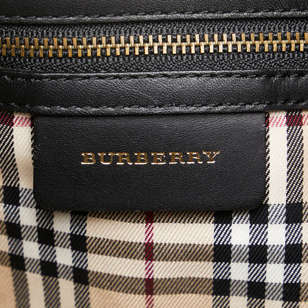 バーバリー ノバチェック トートバッグ ハンドバッグ ブラック レザー レディース BURBERRY 【中古】