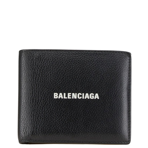 バレンシアガ ロゴ 二つ折り財布 ブラック レザー レディース BALENCIAGA 【中古】