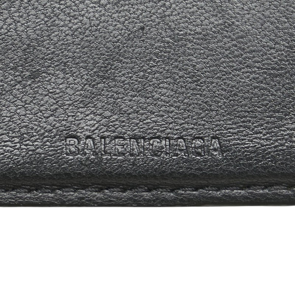 バレンシアガ ロゴ 二つ折り財布 ブラック レザー レディース BALENCIAGA 【中古】