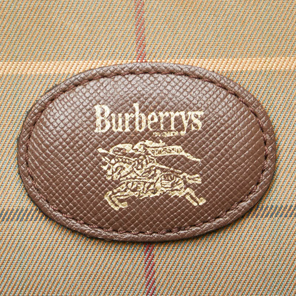 バーバリー チェック クラッチバッグ セカンドバッグ カーキ ブラウン キャンバス レザー レディース BURBERRY 【中古】