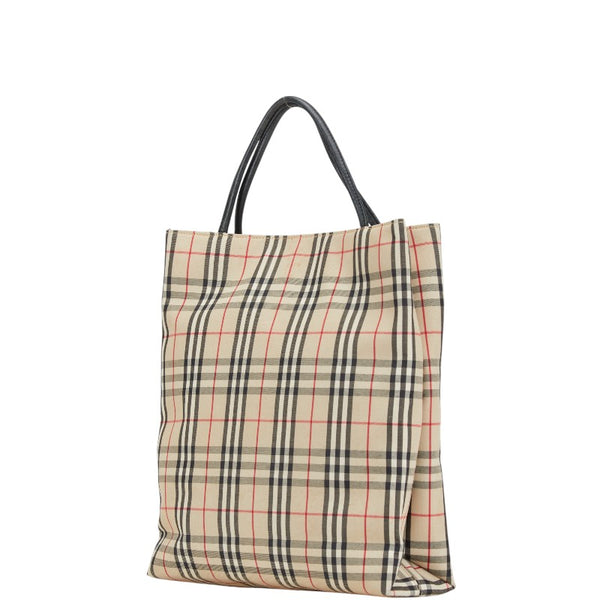 バーバリー ノバチェック トートバッグ ベージュ ブラック キャンバス レザー レディース BURBERRY 【中古】