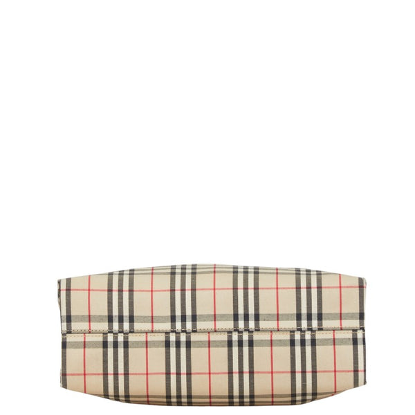 バーバリー ノバチェック トートバッグ ベージュ ブラック キャンバス レザー レディース BURBERRY 【中古】