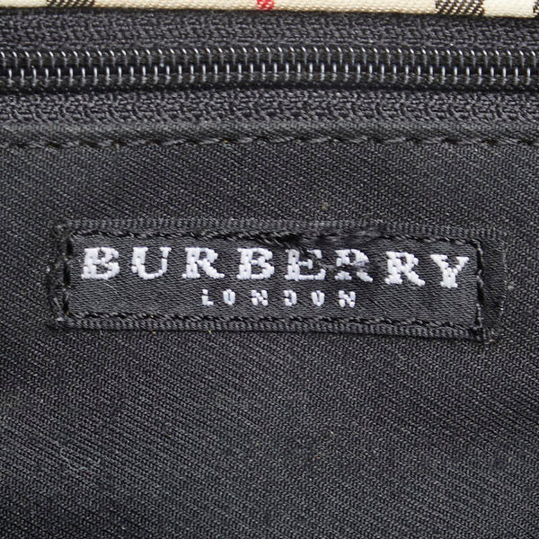 バーバリー ノバチェック トートバッグ ベージュ ブラック キャンバス レザー レディース BURBERRY 【中古】