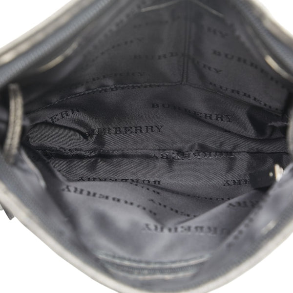 バーバリー 斜め掛け ショルダーバッグ ブラック カーキ ナイロン レザー レディース BURBERRY 【中古】