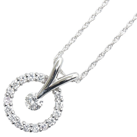 Pt900 プラチナ Pt850 プラチナ ダイヤ0.25ct ダイヤ0.45ct ラウンド サークル モチーフ ネックレス レディース 【中古】