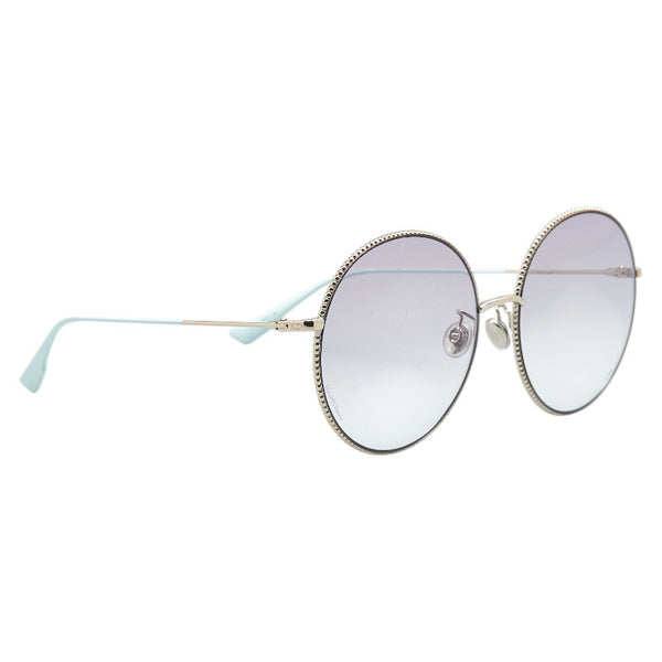 ディオール 丸形 ラウンド サングラス 3YGSO シルバー ライトブルー メタル レディース Dior 【中古】