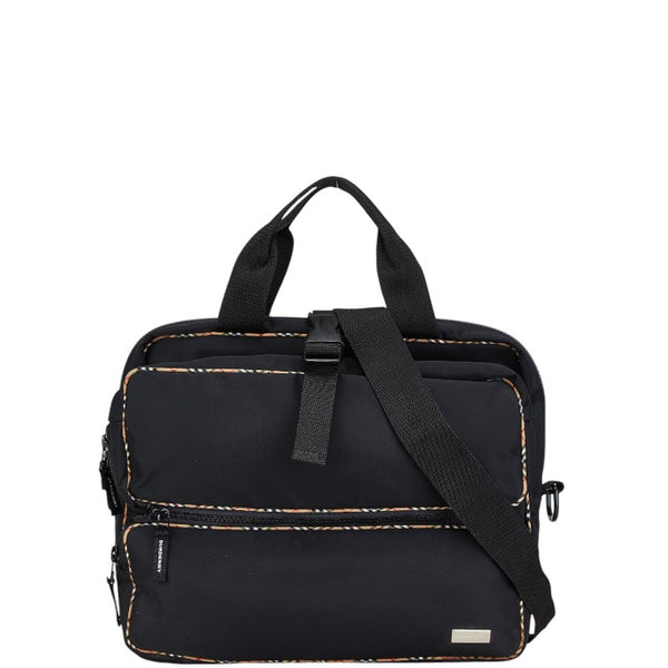 バーバリー ノバチェック ハンドバッグ ショルダーバッグ 2WAY ブラック ナイロン レディース BURBERRY 【中古】