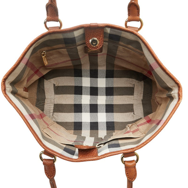 バーバリー シャドーホース トートバッグ ベージュ ブラウン ナイロン レザー レディース BURBERRY 【中古】