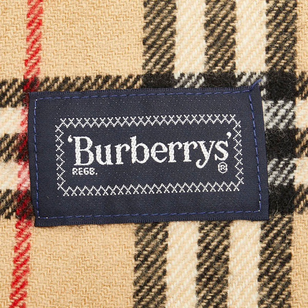 バーバリー ノバチェック ロゴ ブランケット ひざ掛け ベージュ ブラウン ウール レディース BURBERRY 【中古】