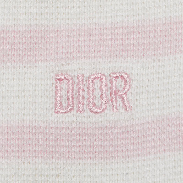 ディオール ボーダー カーディガン サイズ：18 ホワイト ピンク コットン カシミヤ レディース Dior 【中古】