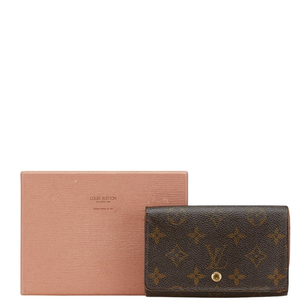 ルイ ヴィトン モノグラム ポルトフォイユ トレゾール 二つ折り財布 M61736 ブラウン PVC レザー レディース LOUIS VUITTON 【中古】