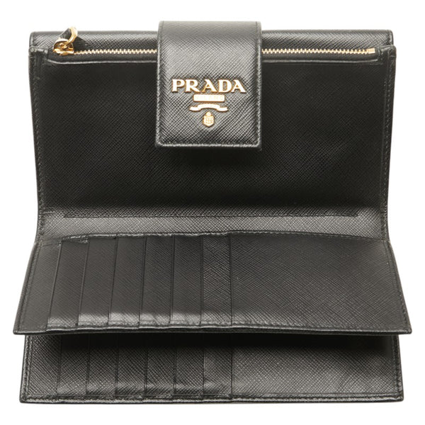 プラダ ロゴ金具 長財布 1ML005 ブラック サフィアーノ レディース PRADA 【中古】