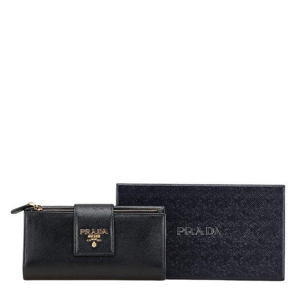 プラダ ロゴ金具 長財布 1ML005 ブラック サフィアーノ レディース PRADA 【中古】