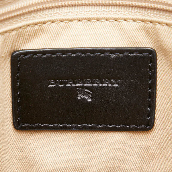 バーバリー ノバチェック ハンドバッグ ブラック ベージュ キャンバス レザー レディース BURBERRY 【中古】