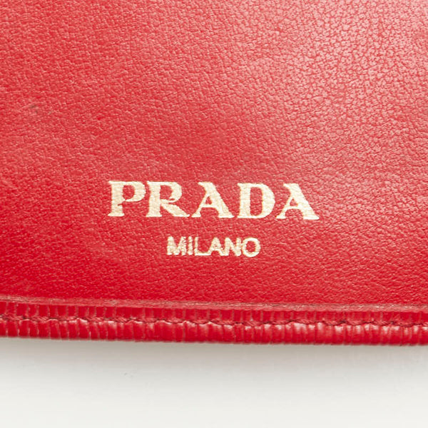 プラダ ロゴ金具 6連 キーケース レッド レザー レディース PRADA 【中古】