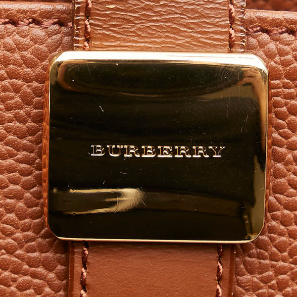 バーバリー ノバチェック シャドーホース ハンドバッグ トートバッグ ブラウン レザー レディース BURBERRY 【中古】