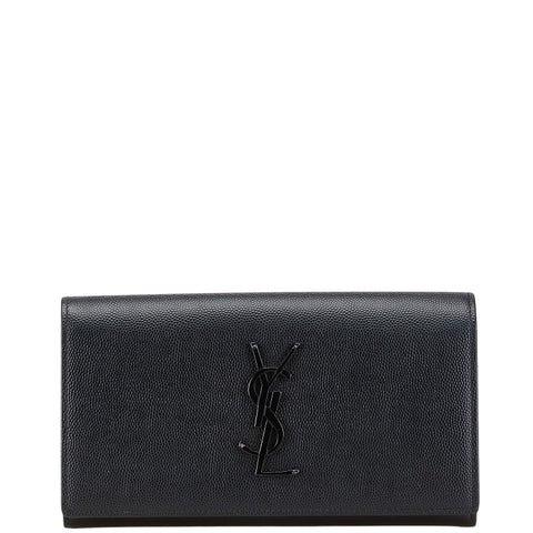 サンローラン YSLロゴ 長財布 ブラック レザー レディース SAINT LAURENT 【中古】